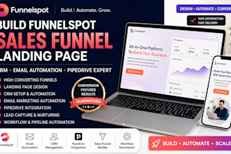 build funnelspot sales funnel landing page CRM email automation pipedrive expert