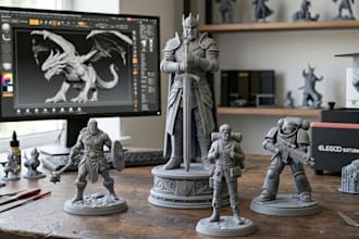 create custom 3d printable fugurines miniatures statues and stl models