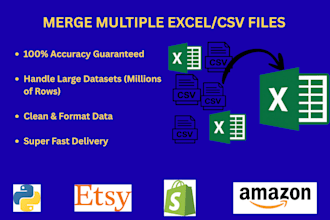 combine merge multiple excel csv files for shopify amazon