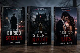 design thriller book cover, crime book cover, horror and romance book cover