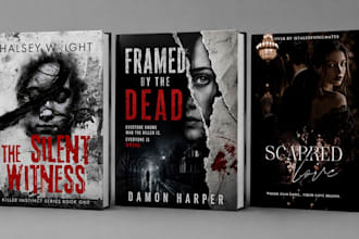 design thriller book cover, crime book cover, horror and romance book cover