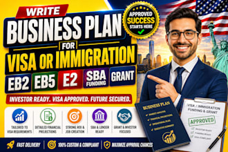 write a business plan for visa or immigration eb2 eb5 e2 sba funding grant