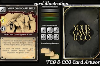 design card game art, trading cards, board game art, playing card game art