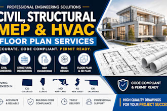 civil, structural engineering mep hvac floor plan in colorado illinois MD nj ok