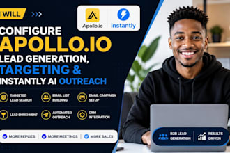 setup apollo io automation sequence targeting management researcher instantly io