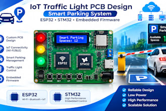 pcb design smart parking system, iot traffic light esp32 stm32 embedded firmware