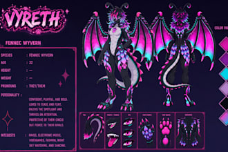 draw furry reference sheet for your character, furry, fursona