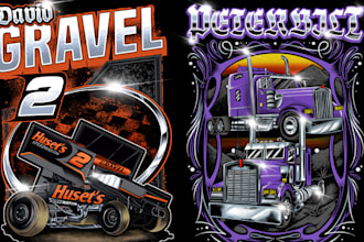 draw racing illustration for tshirt design