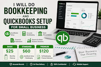 do bookkeeping and quickbooks setup for small business