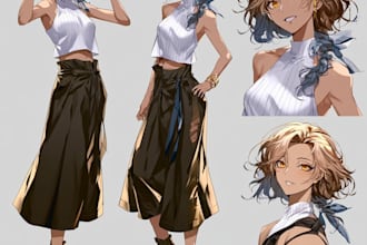 draw anime character sheet or reference sheet design