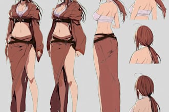 custom anime oc character reference sheet design