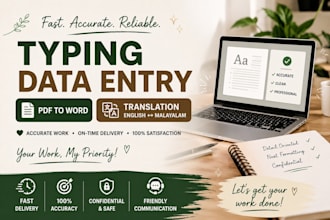 do typing data entry PDF to word conversion and translation