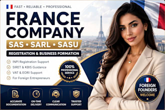 register your france SAS or sarl or sasu business company for foreign founders