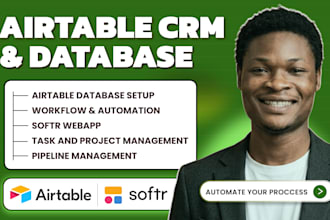 setup airtable database, airtable automation, airtable crm, softr webapp
