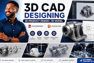 do 3d cad designing 3d product design 3d model in solidworks and fusion 360