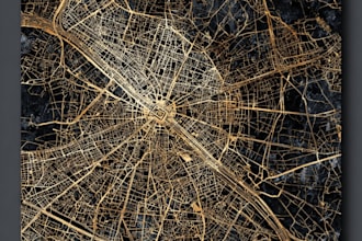design a minimalist vector city map for print and art
