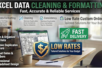 clean your excel data, create pivot tables and dashboards