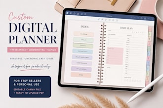 design hyperlinked digital planner goodnotes planner etsy planner canva