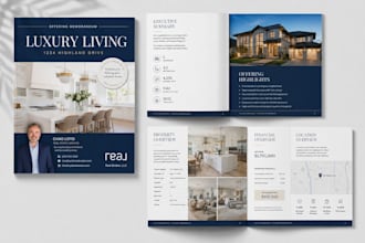 design luxury commercial real estate listing brochure, offering memorandum guide