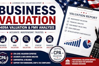 prepare business valuation report, 409a valuation and fmv analysis