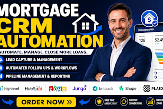 setup mortgage automation gohighlevel hubspot zoho jungo bntouch shape plaid CRM