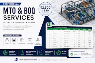 prepare mto, boq and material takeoff from engineering documents