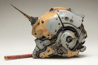 draw mecha helmet, weapon, armor concept