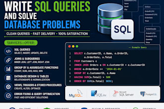 write sql queries and solve database problems