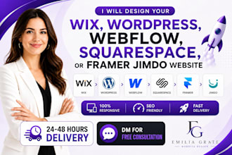 design your wix wordpress webflow squarespace jimdo websites