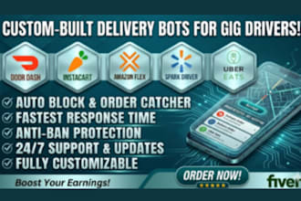 setup automated doordash bot, instacart bot, spark driver bot for orders grabber
