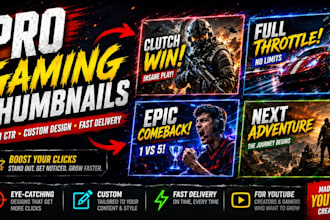 design professional gaming youtube thumbnails