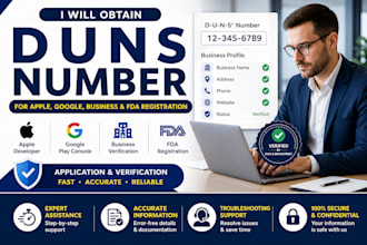 obtain d u n s number for apple, google, business and fda registration
