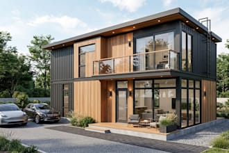 design modern 3d tiny house, container home, cabana home, small house, 3d render