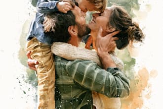 custom watercolor family portrait
