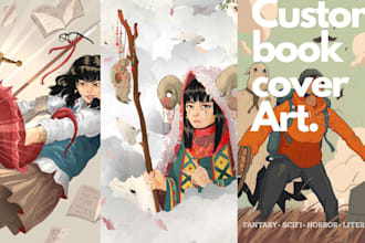 design an illustrated book cover for your novel