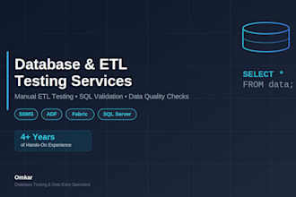 do database testing, etl testing, data entry, and sql data validation