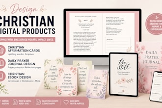 design christian affirnation card, daily prayer journal design christian ebook