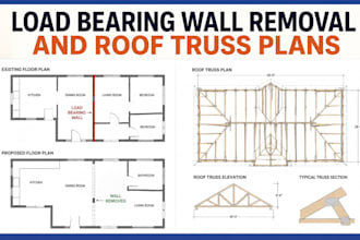 design load bearing wall removal and roof truss plans