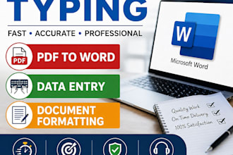 do professional ms word typing, PDF to word and data entry