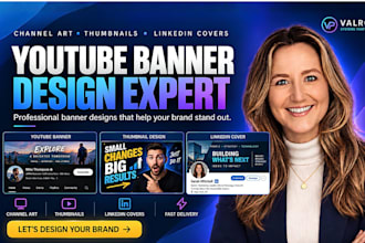 design youtube banner ads, channel art, tiktok cover thumbnail, linkedin banner