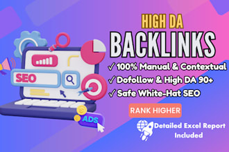 build high da 90 plus dofollow SEO backlinks manually for google ranking