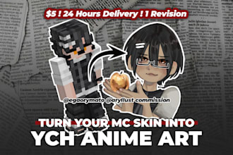 turn your minecraft skin into ych anime art