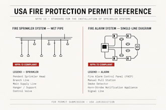 design USA fire sprinkler, fire alarm, fire protection and evacuation plans