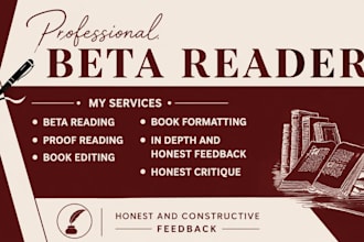 beta read your book and give honest reader feedback