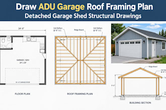 draw adu garage roof framing plan detached garage shed structural drawings