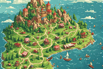 create event, tourist, and fantasy map illustration