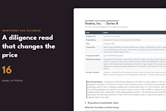 prepare an investment due diligence memo for your investment decision