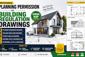 do UK house planning permission drawings and building regs