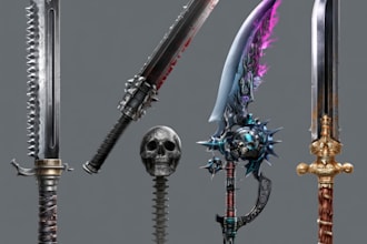 high quality weapon concept art for gaming and more