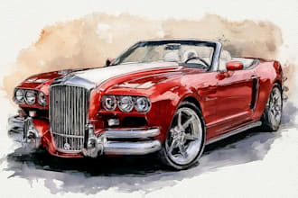 draw custom car illustration, vector art, and car portrait